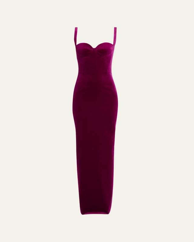 Velvet Backless Column Gown